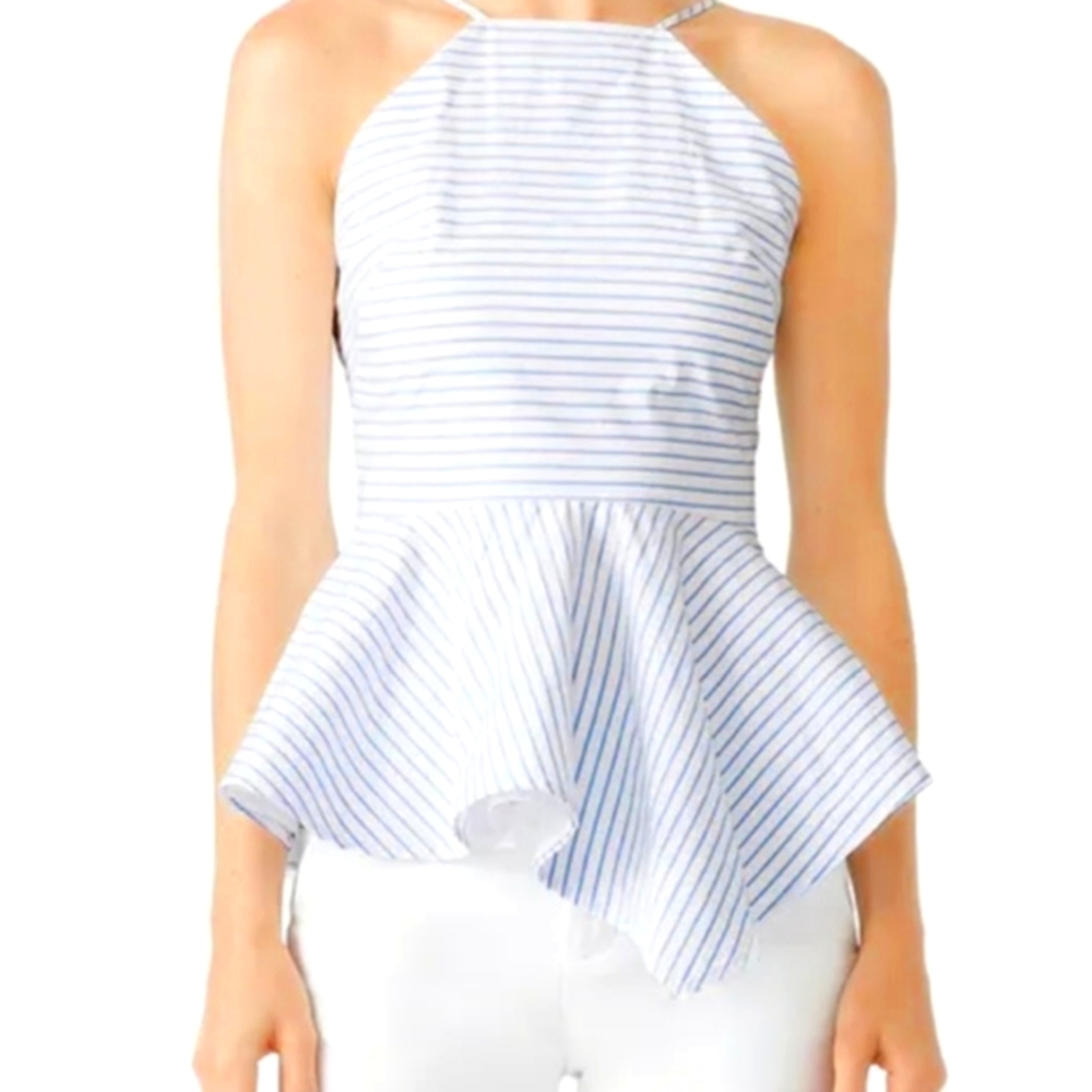 Hunter Bell Blue and White Striped Tank Top